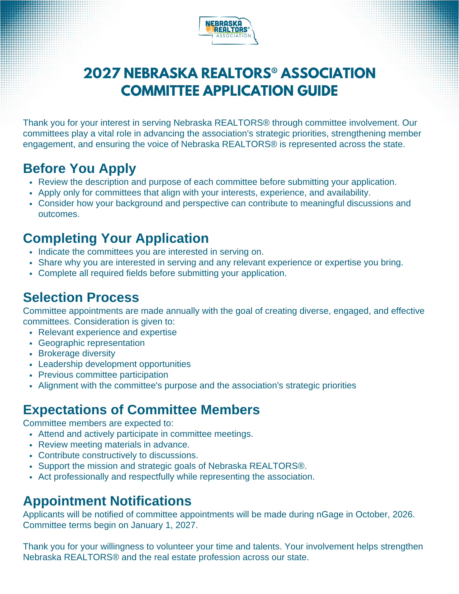 CommitteeForum Mission Statements