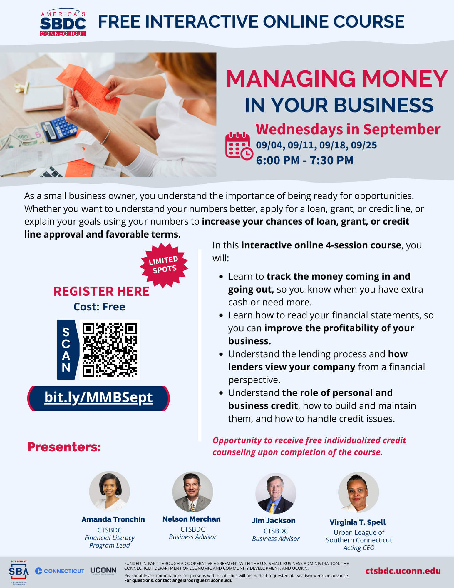 CTSBDC Program - Managing Money in Your Business - Sept Cohort