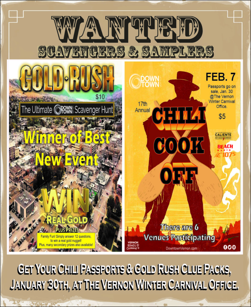 2026 Chili Cook-Off passports, and Gold Rush Scavenger Hunt clue packs