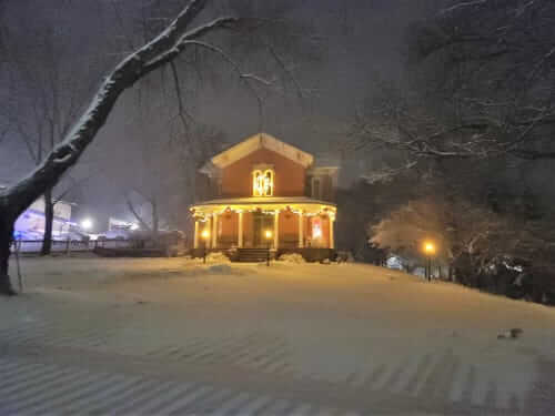 Snowy winter house