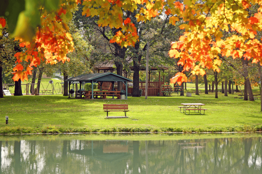 Fall colors on display at Sylvan Park in Lanesboro