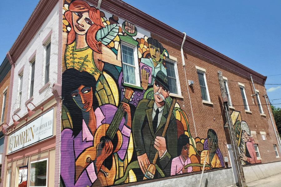 Theatre District Mural in downtown Lanesboro