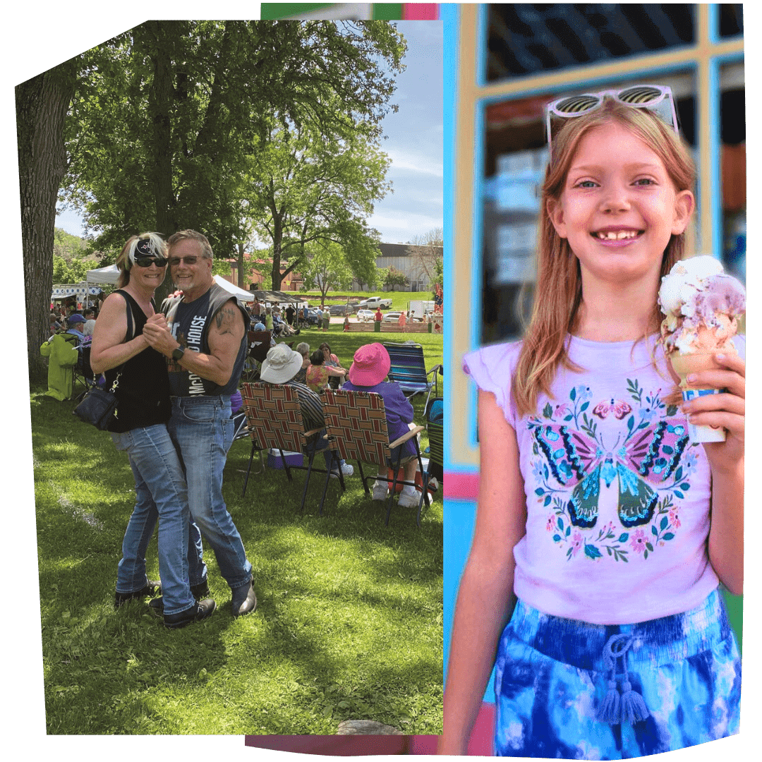 two pictures showing summer activities in lanesboro and whalan, mn