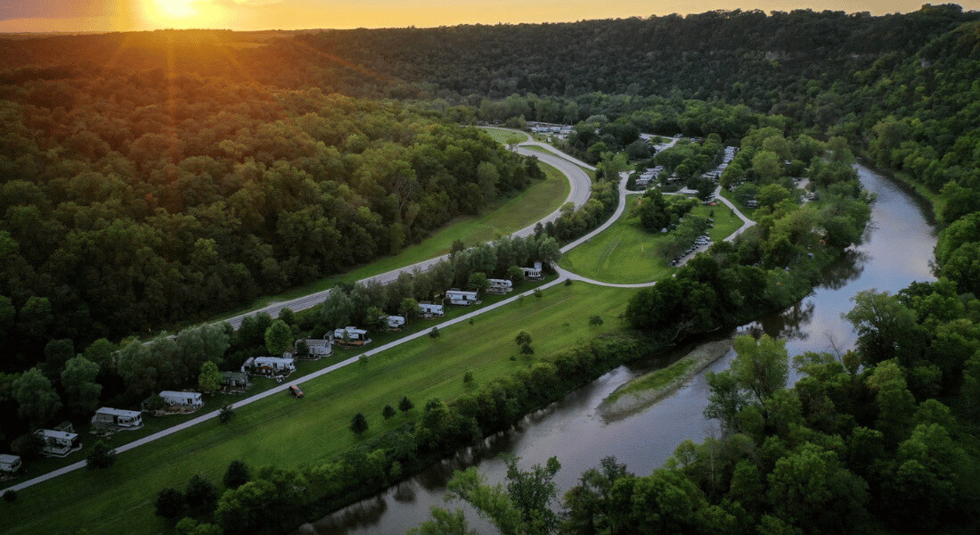 Aerial view of Eagle Cliff Campground.