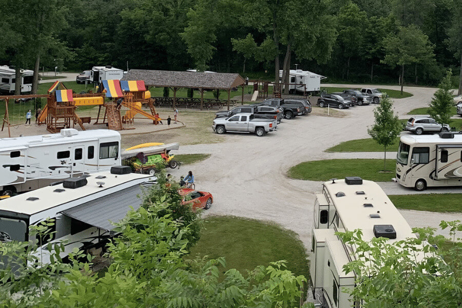 RVs at Eagle Cliff Campground in Lanesboro, MN