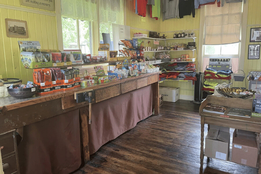 Interior of the Whalan Depot, showing food and other items available for purchase.