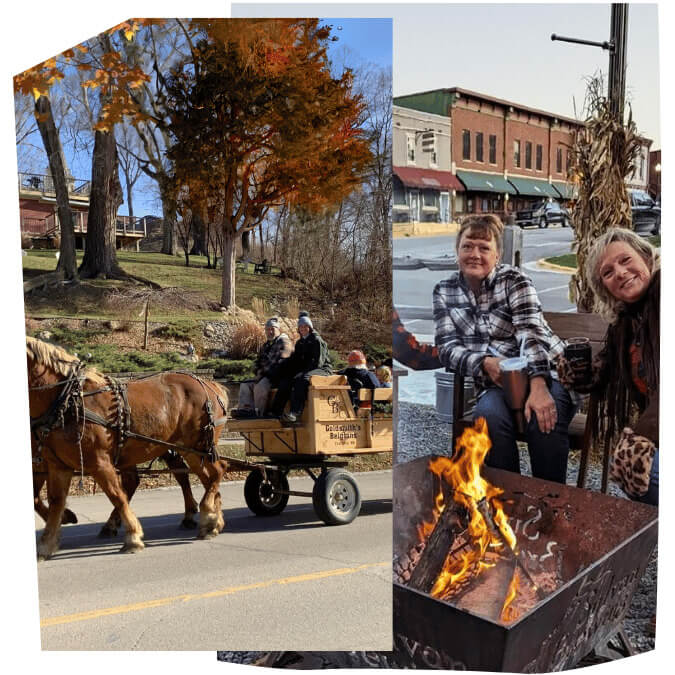 Two scenes of fall fun in Lanesboro, MN