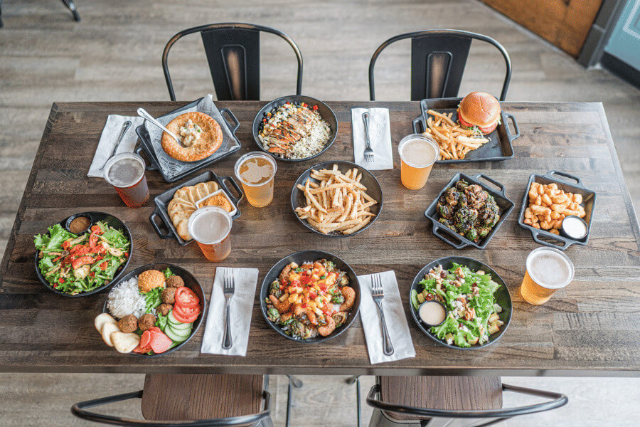 The various delicious food offerings at Pedal Pushers Cafe.