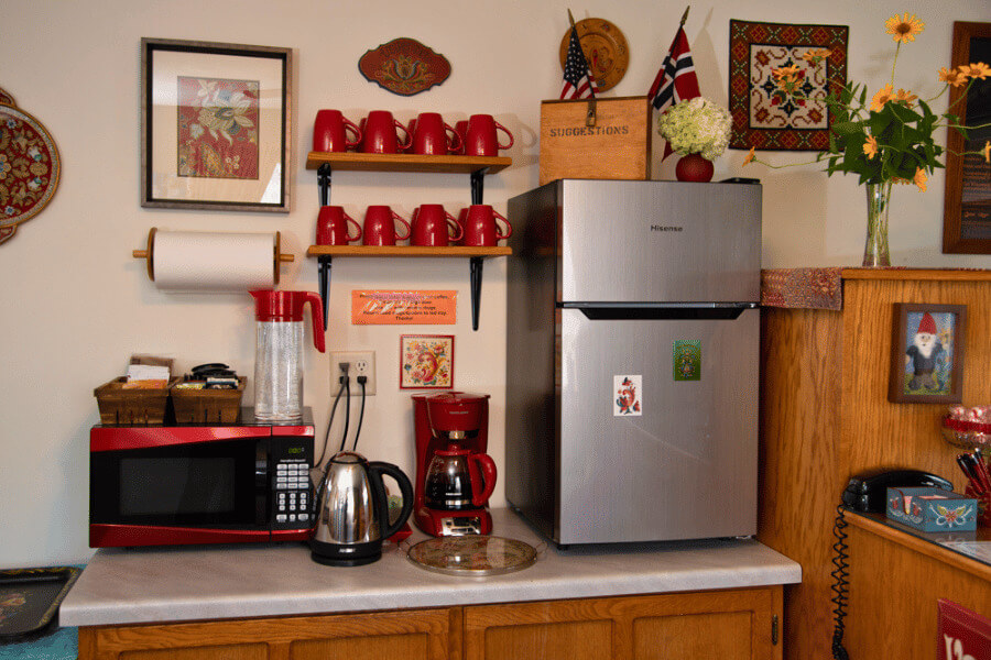 Coffee area at A Guest Hus Motel.