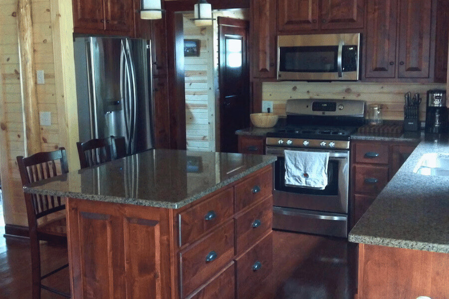 The kitchen of the Root River Valley Cabin