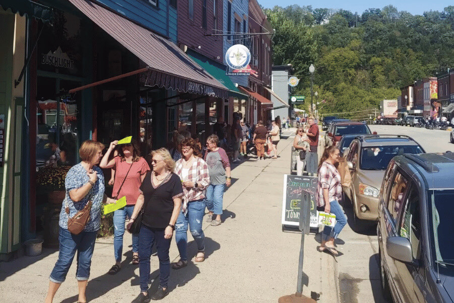 People walking in downtown Lanesboro, MN