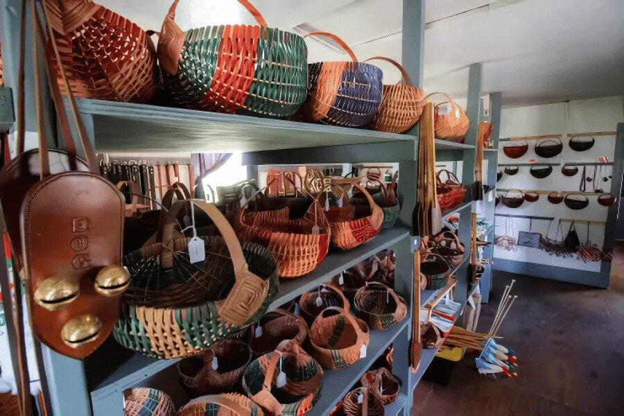 Handmade baskets for sale at an Amish farm in SE Minnesota