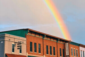 A rainbow over downtown Lanesboro, MN