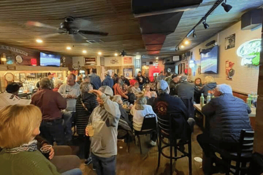 People enjoying themselves at the Root River Saloon in Lanesboro, MN
