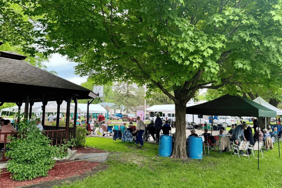 People gathered for a concert during Whalan's Music in the Bluffs