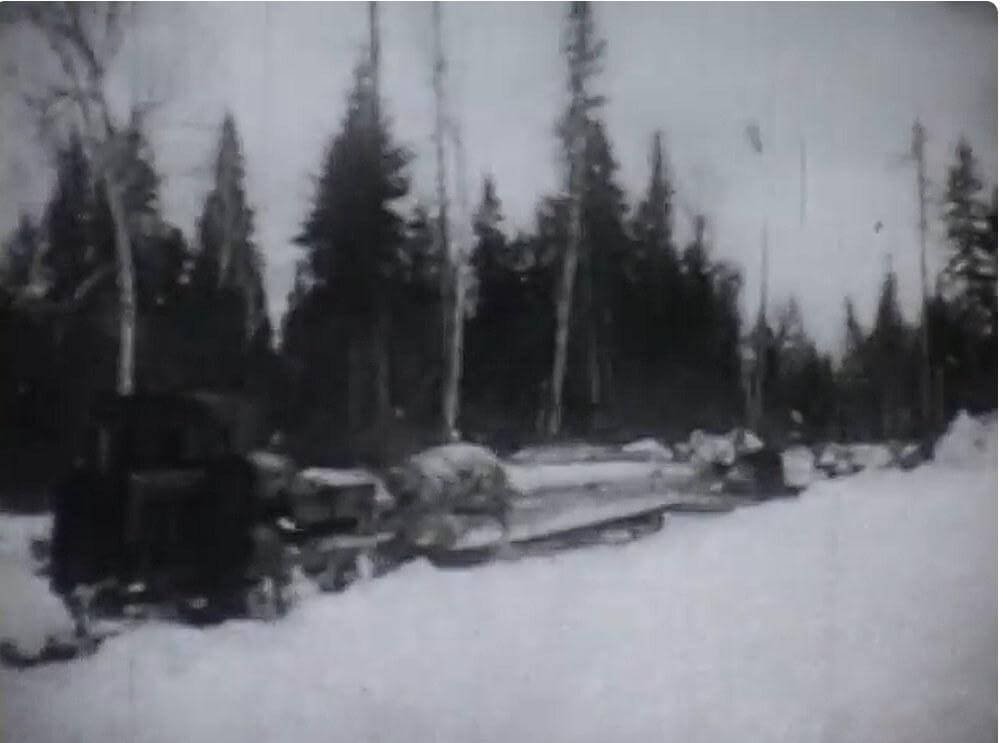 Winter logging operations at the Cunliffe depot camps along the Allagash River Northern Maine 1932-1933