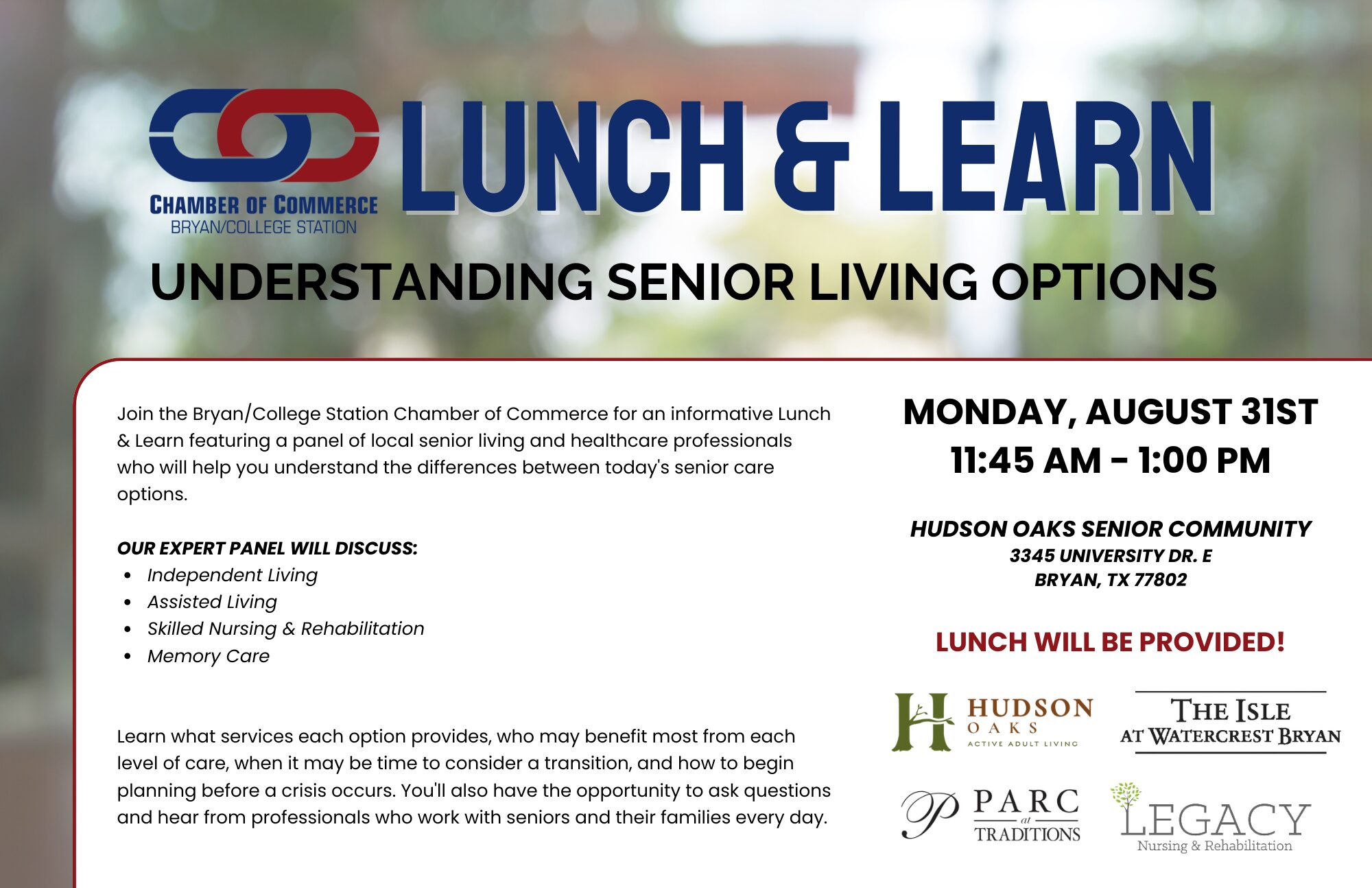 Lunch and Learn Understanding Senior Living Options
