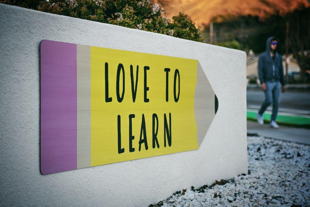 Love to Learn graphic sign display