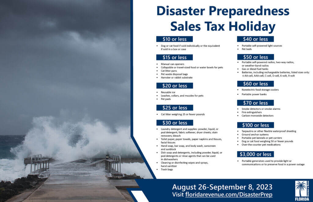 Disaster Preparedness Sales Tax Holiday poster