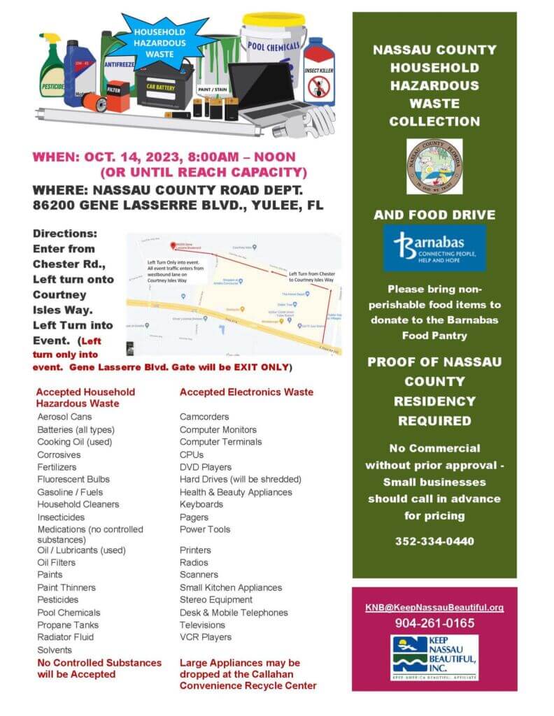 Nassau County Household Hazardous Waste Recycling Event flyer