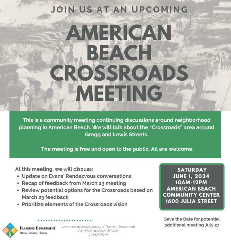 American Beach Community Meeting flyer