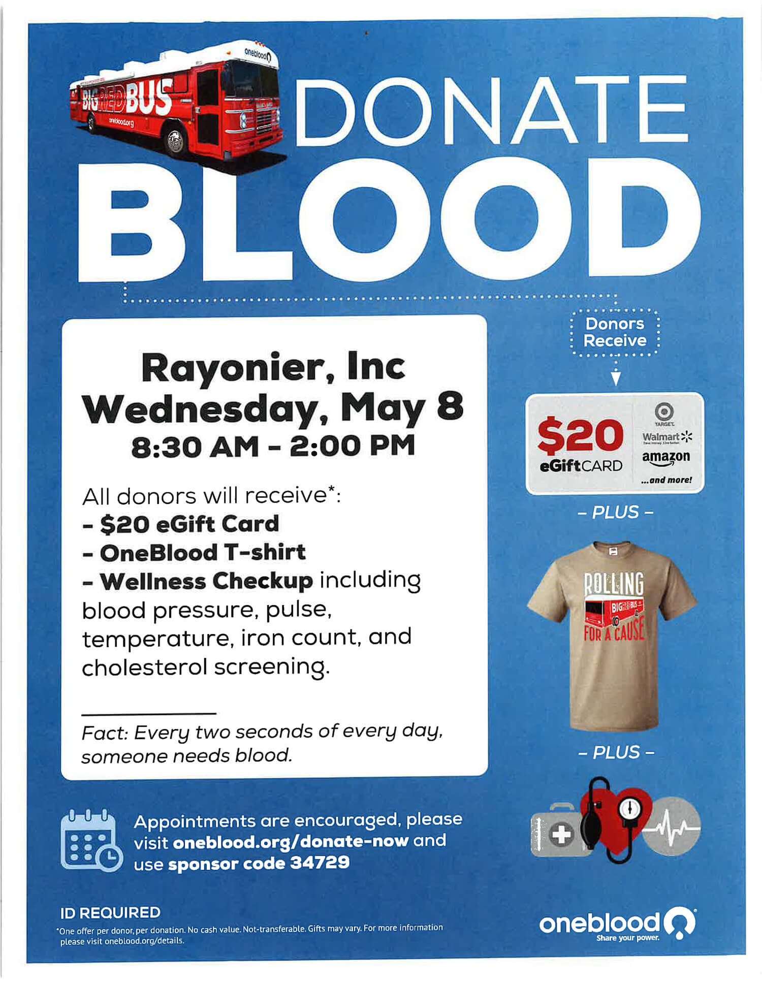 OneBlood Bus at Rayonier