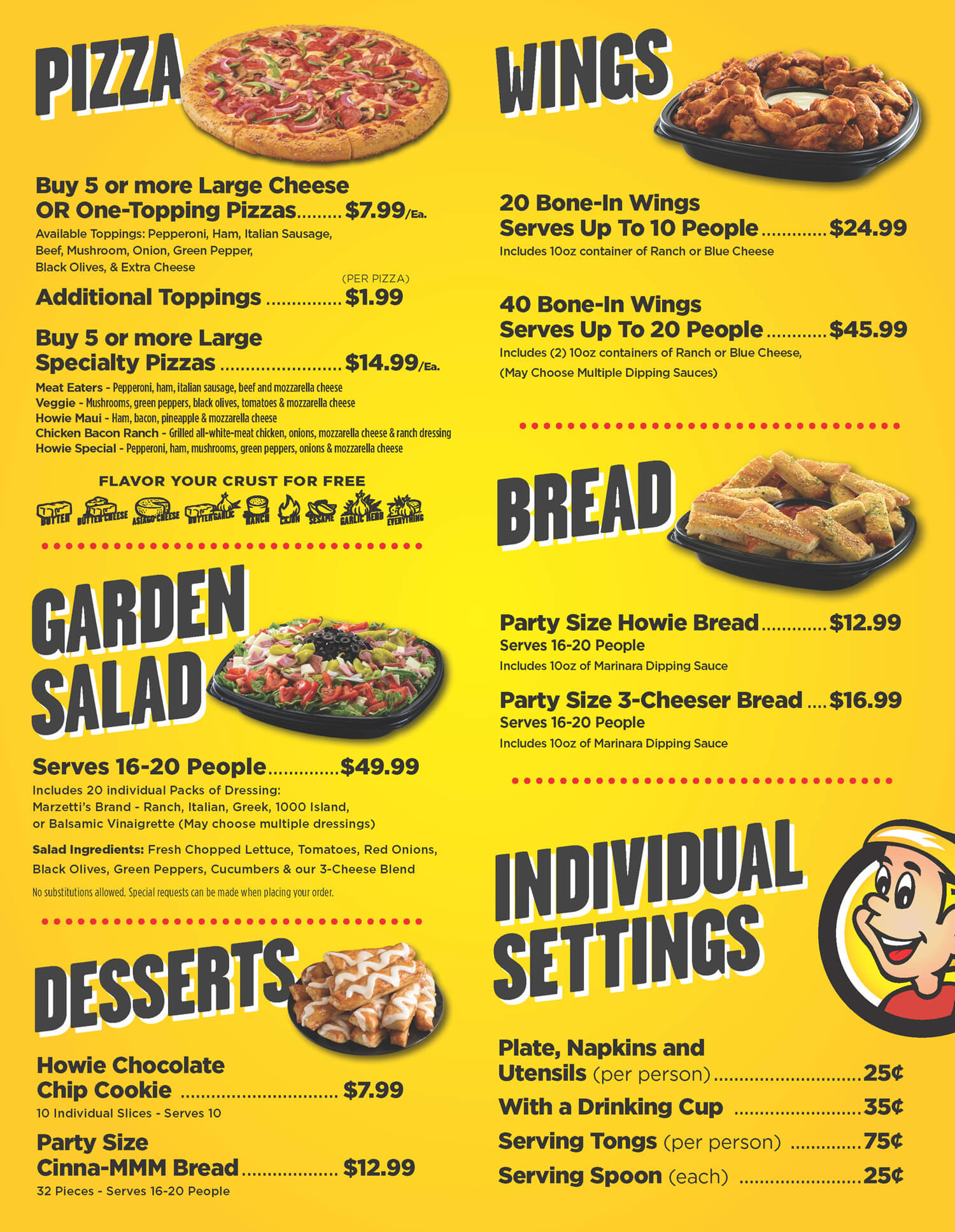 Hungry Howie's Catering Menu