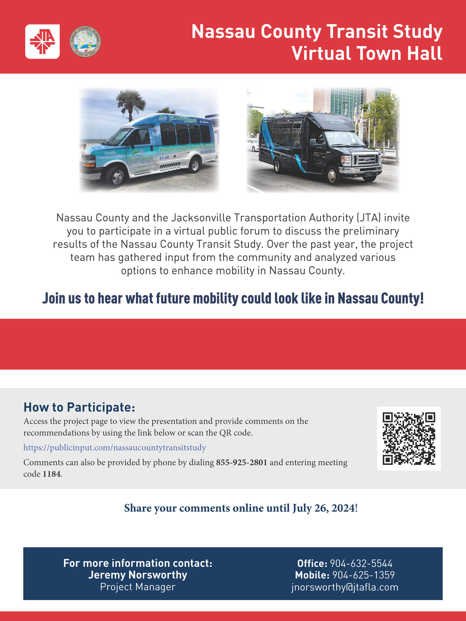 Nassau County Transit Study Virtual Town Hall flyer