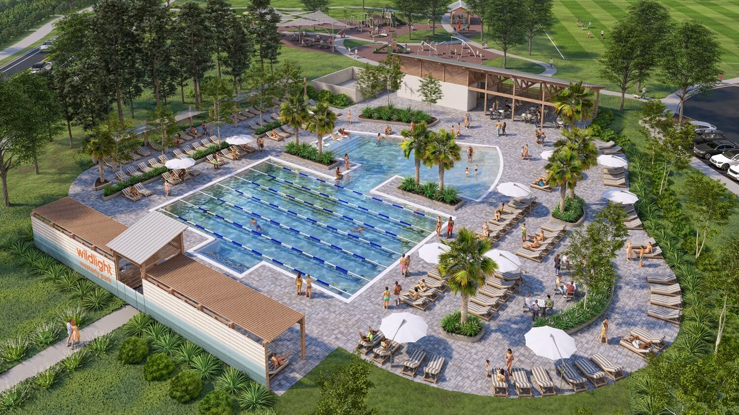 Rendering of Westerly Park's amenity center in Wildlight, Florida