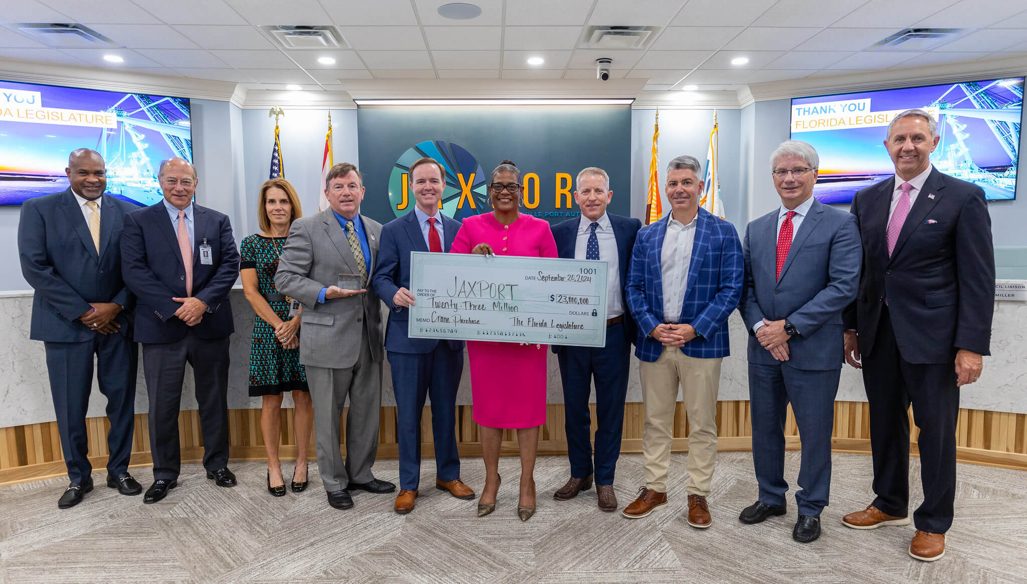 Florida legislators present JAXPORT with $23 million for container crane purchase and refurbishment