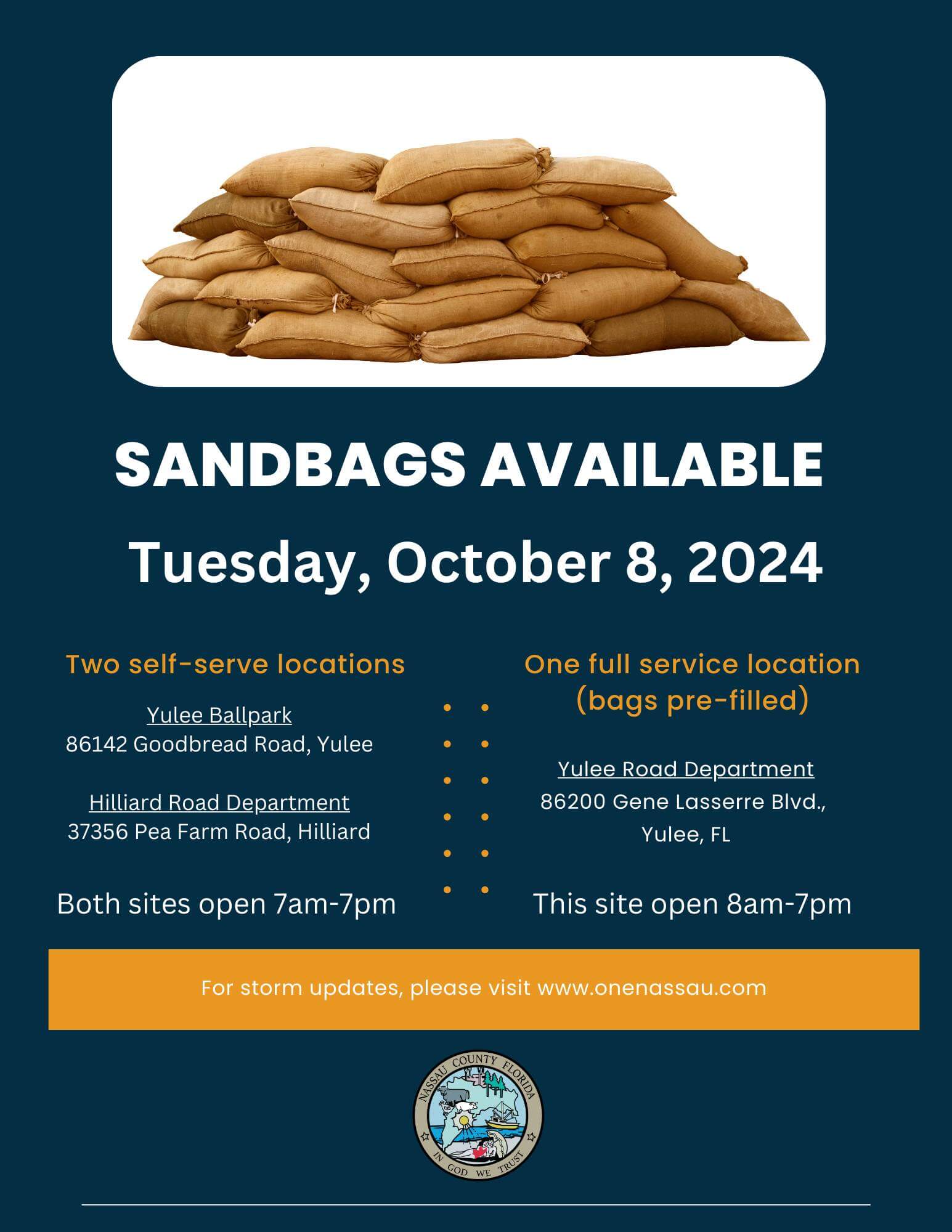 Sandbags Available Nassau County