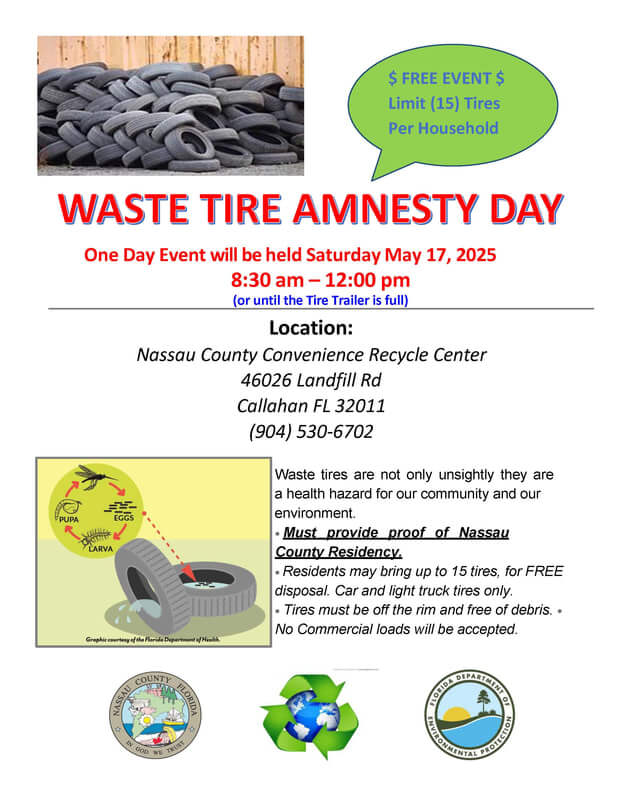 Nassau County Waste Tire Amnesty Day event flyer