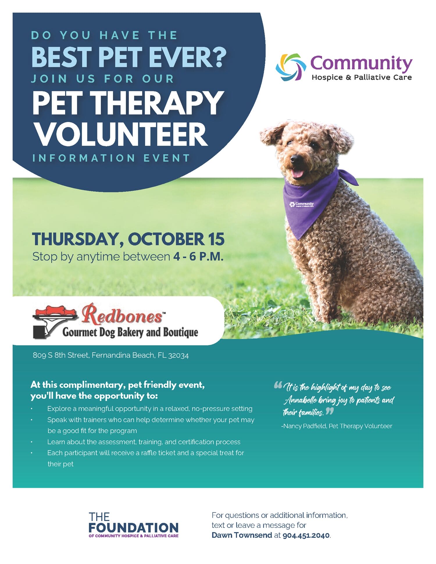 Pet Therapy Vol Event Flyer Nassau