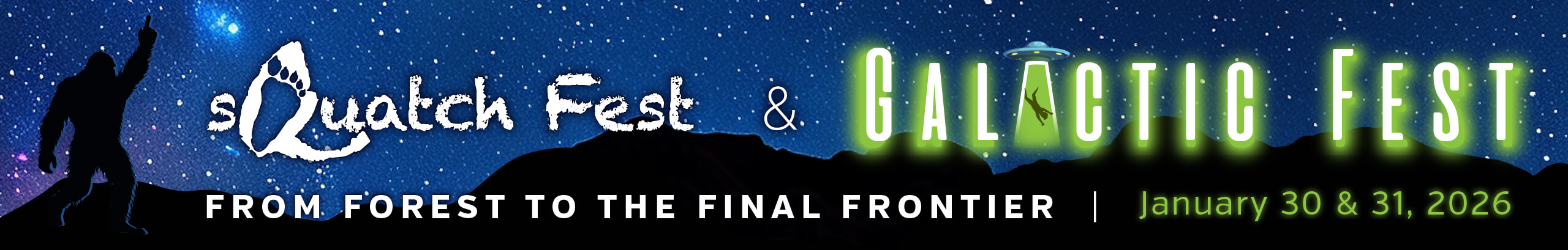 Galactic sQuatch Fest 2026 - Save the Date Facebook Header Website