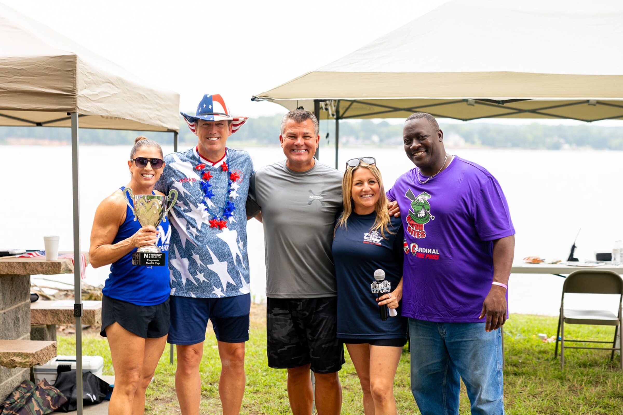 Novant Health Wellness Award Pictured, from left to right: Tonya Barber, F&M Bank; Steve Fisher, F&M Bank; Gary Blabon, Novant Health Rowan Medical Center; Dr. Christine Lynn, Rowan Chamber; and Daniel Mantegira, Dragon Boat Festival Chair.