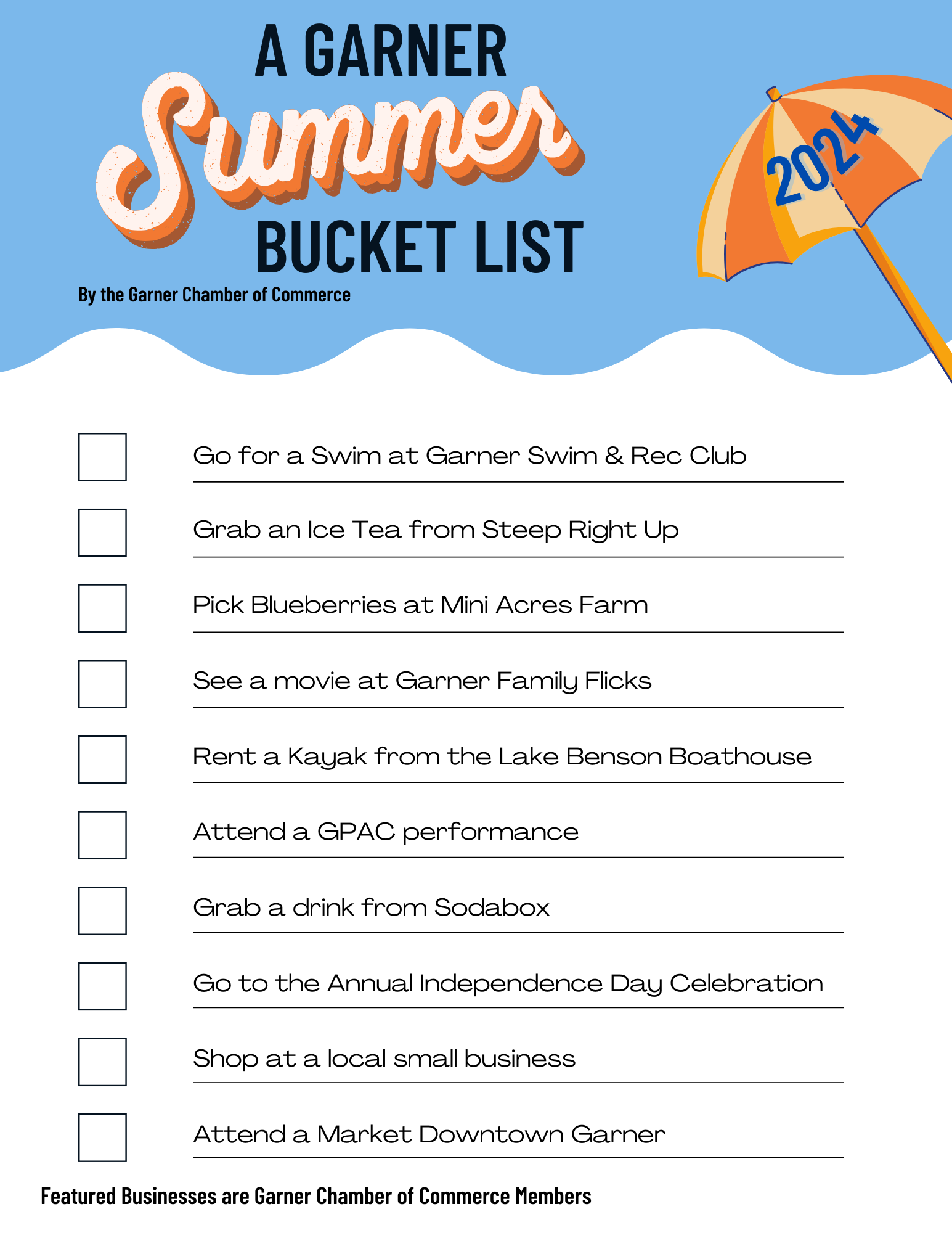 A Garner 2024 Summer Bucket List