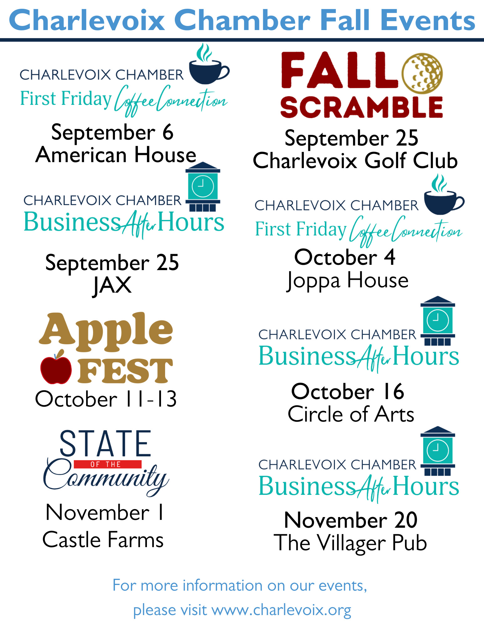 Charlevoix Chamber Fall Events