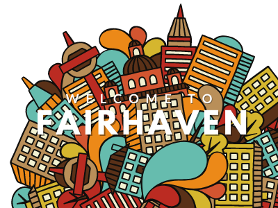 Welcome to Fairhaven with clipart ofhouses and buildings