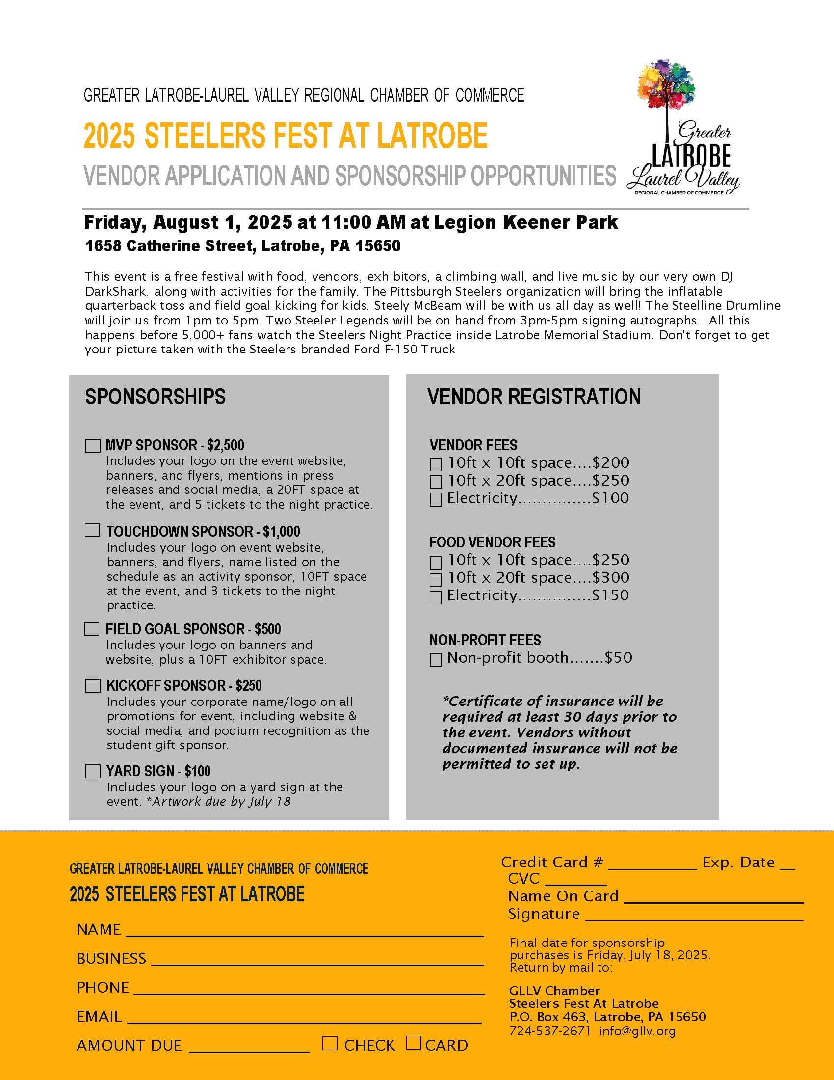 2025 Steelers Fest Application and Sponsor Registration 2025 Steelers Fest Application and Sponsor Registration