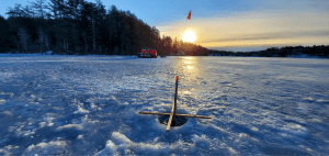 Sunrise on the Pond Ice Fishing