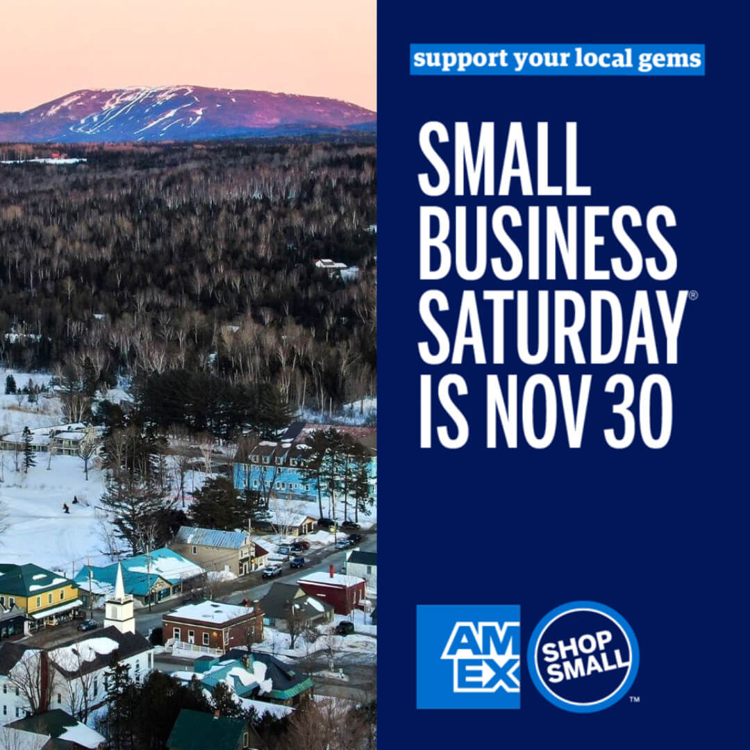 Small Business Saturday with mountain and town