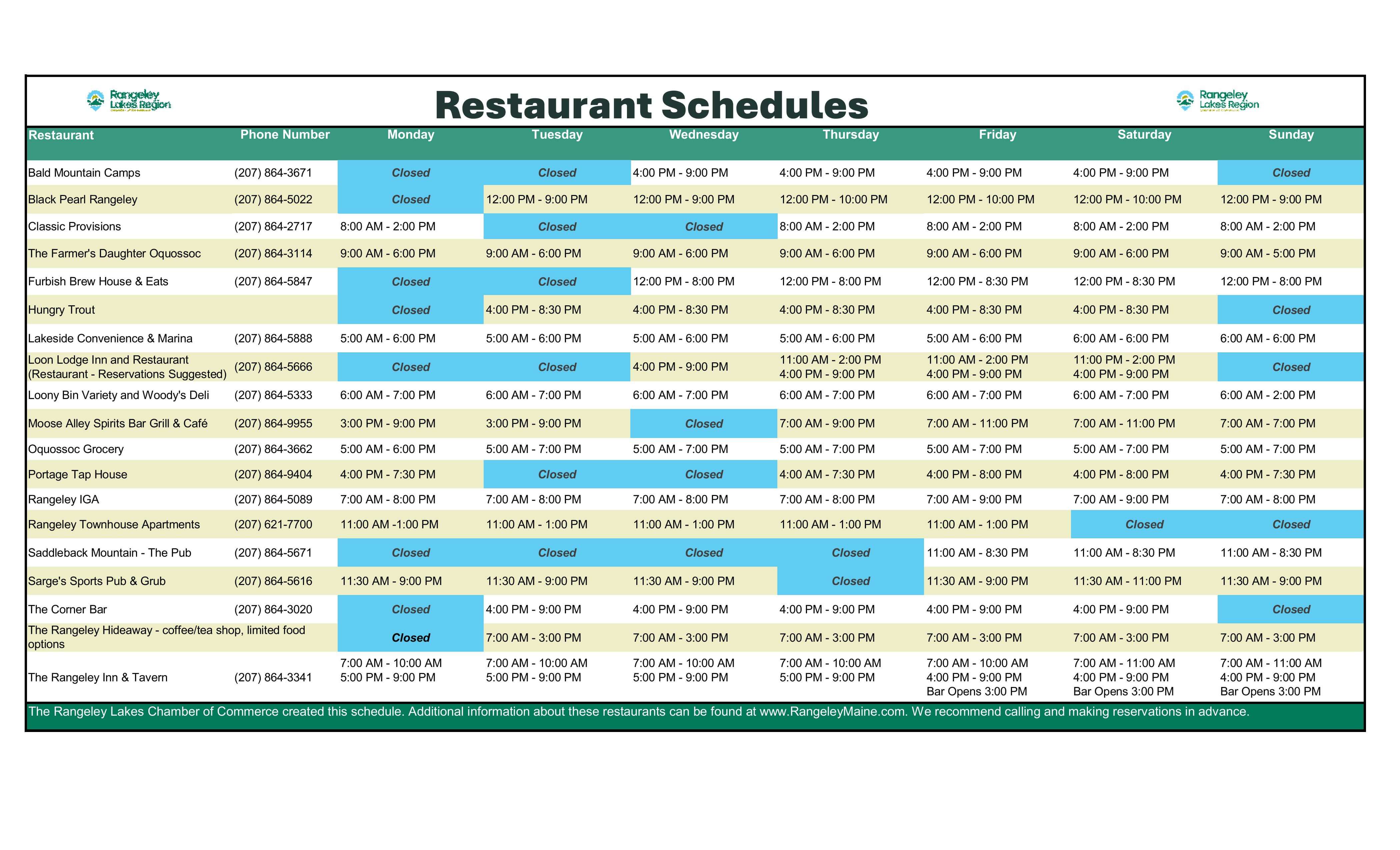 JulyResturant Schedules (1)