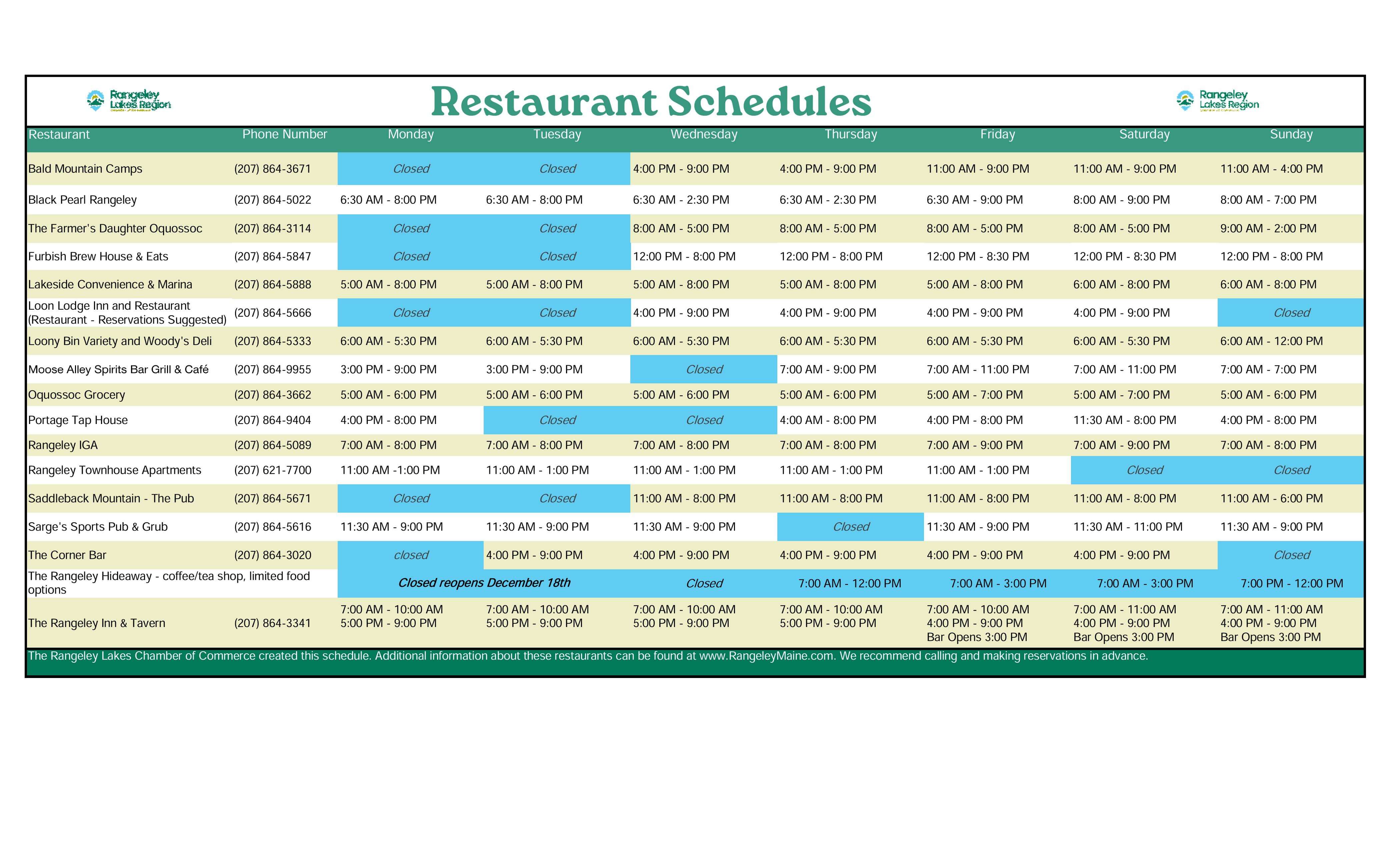 DEC.Resturant Schedules (1)