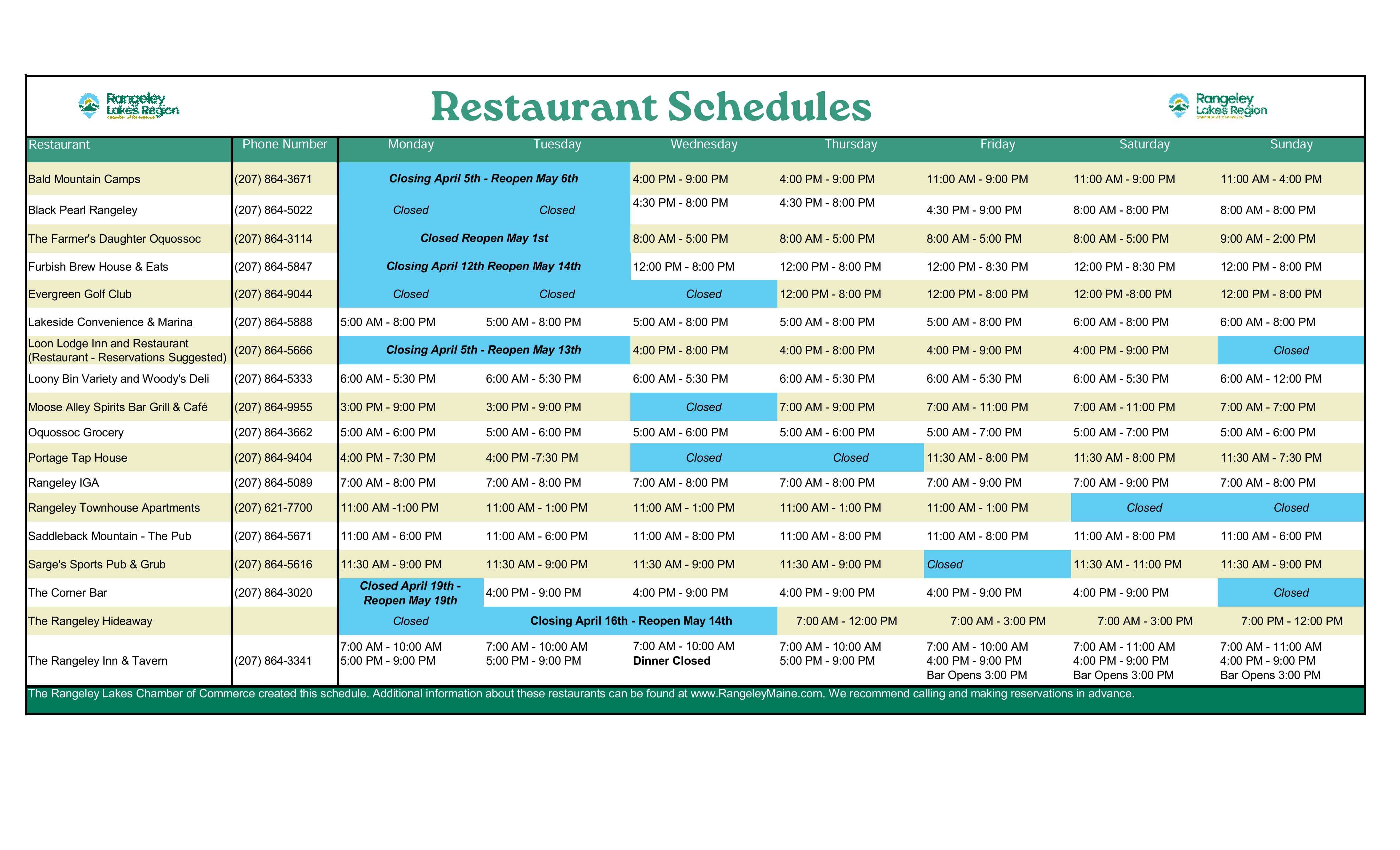 April.Resturant Schedules (1)