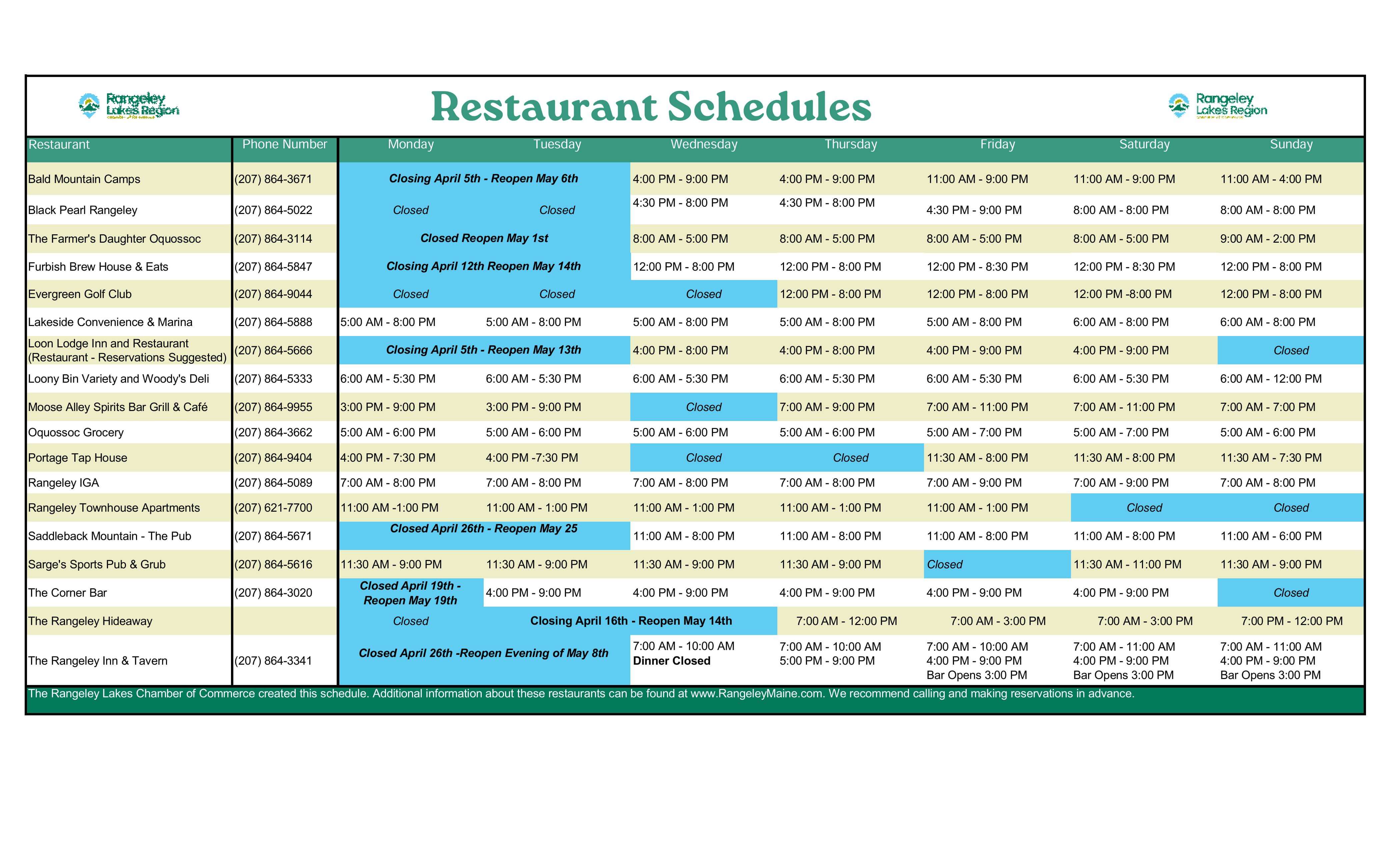 April.Resturant Schedules (1)