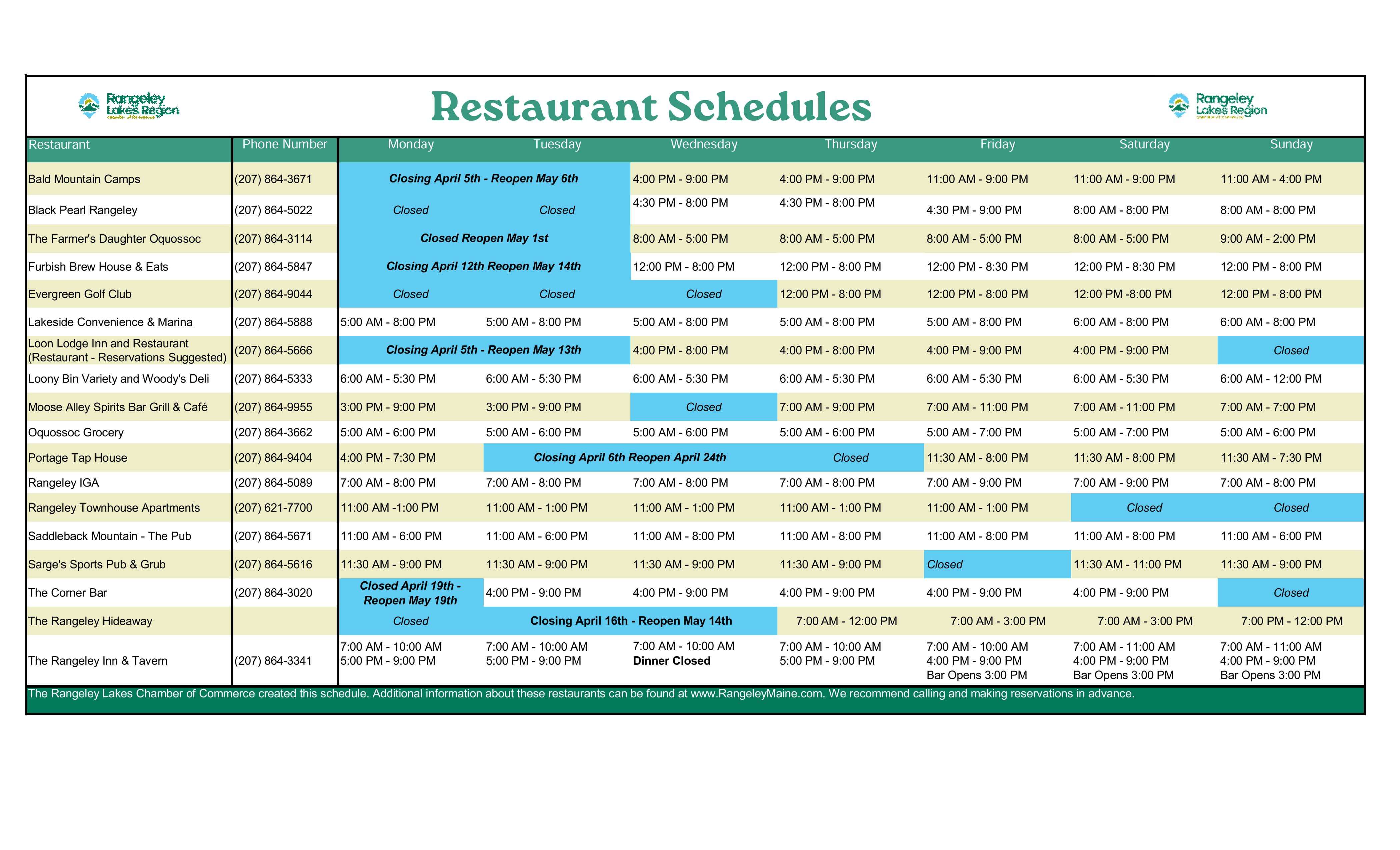 April.Resturant Schedules (1)