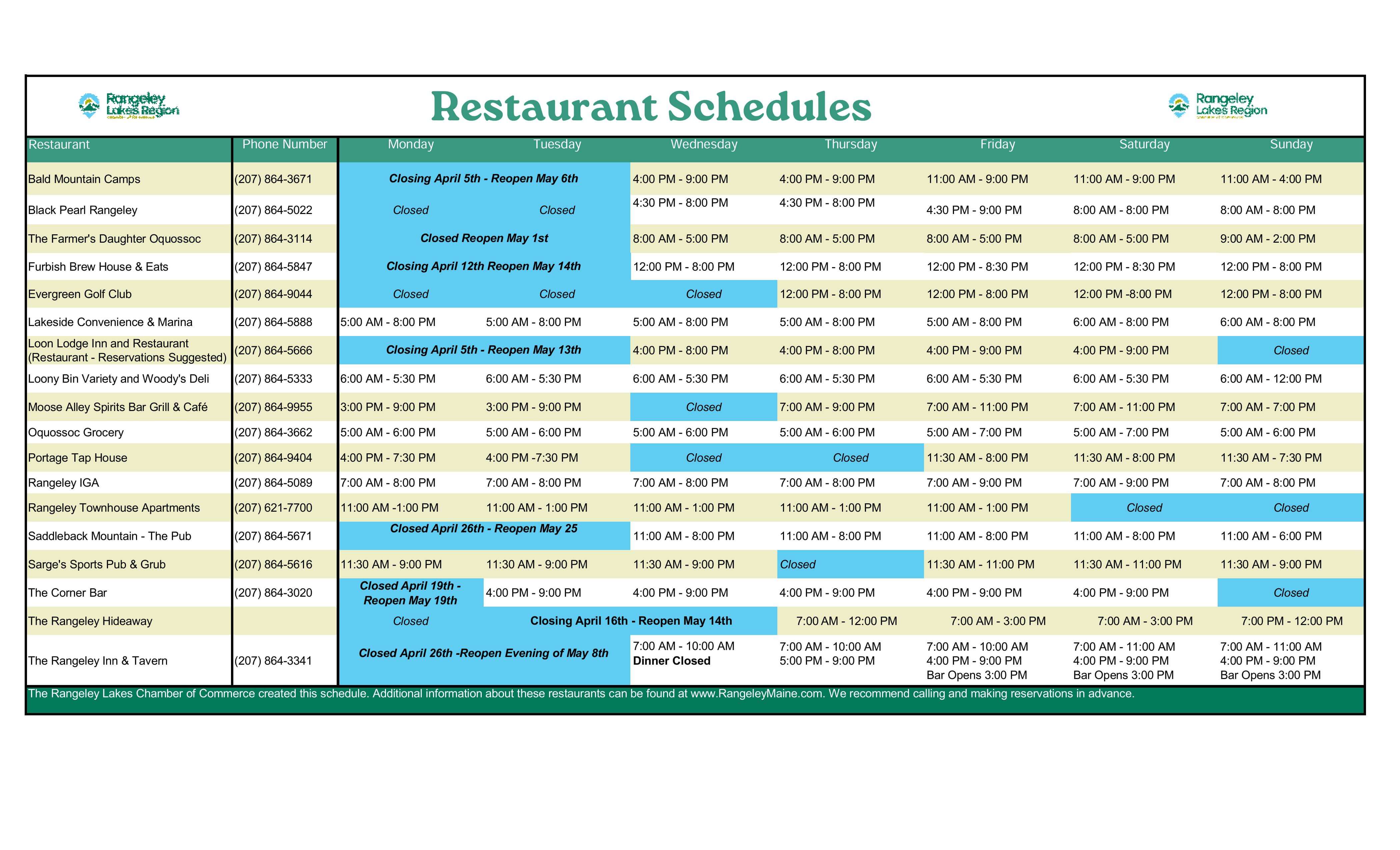 April.Resturant Schedules (2)
