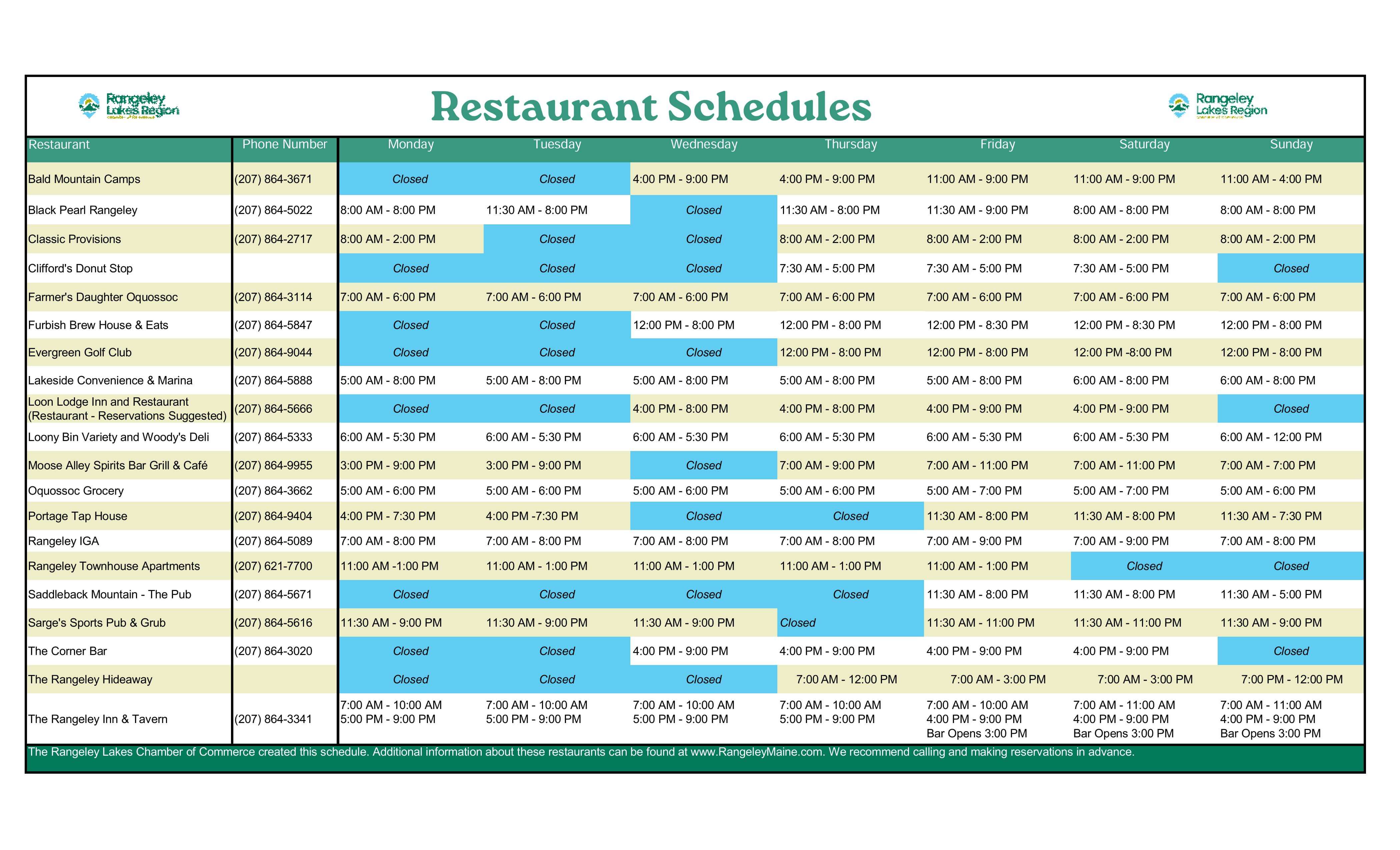 June.Resturant Schedules (1)