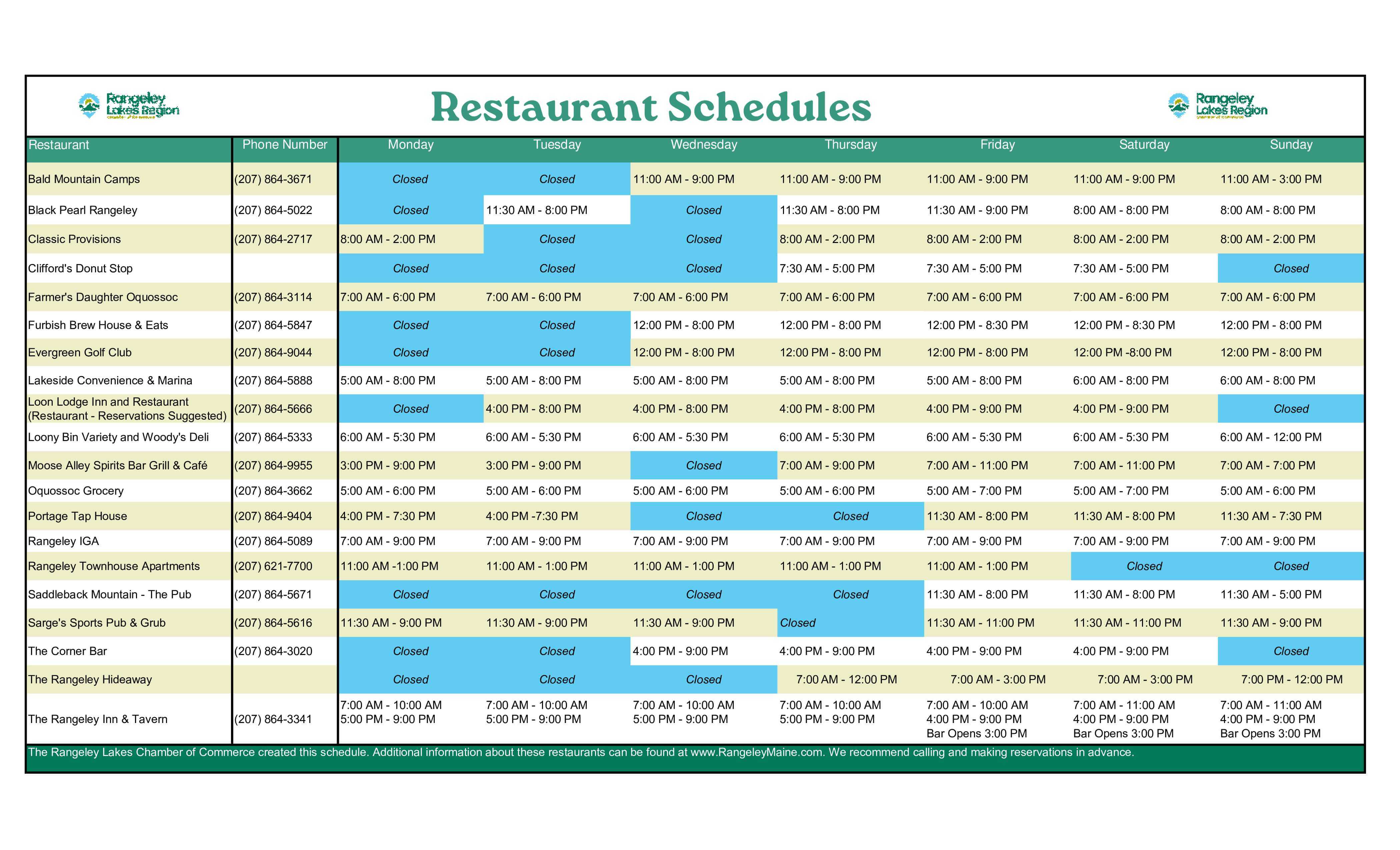 July.Resturant Schedules (2)