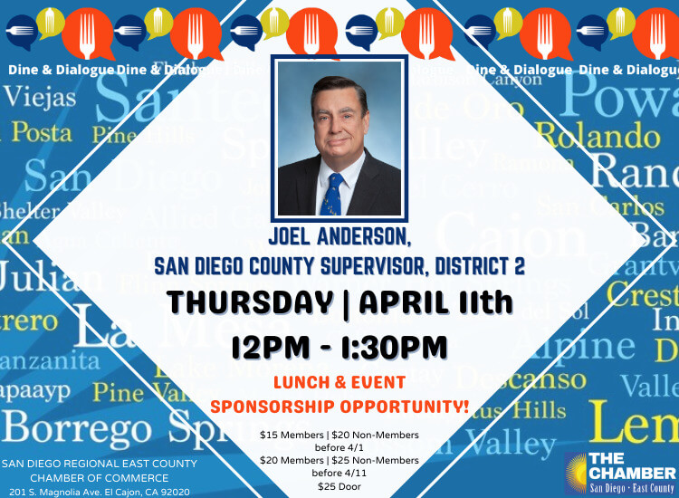4/11 Dine & Dialogue with Supervisor Joel Anderson | Lunch Sponsorship Available | Register to Attend
